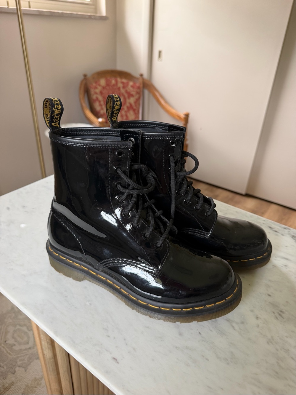 Dr. Martens Black Patent Lace-Up Platform Boots - Picture 4 of 6